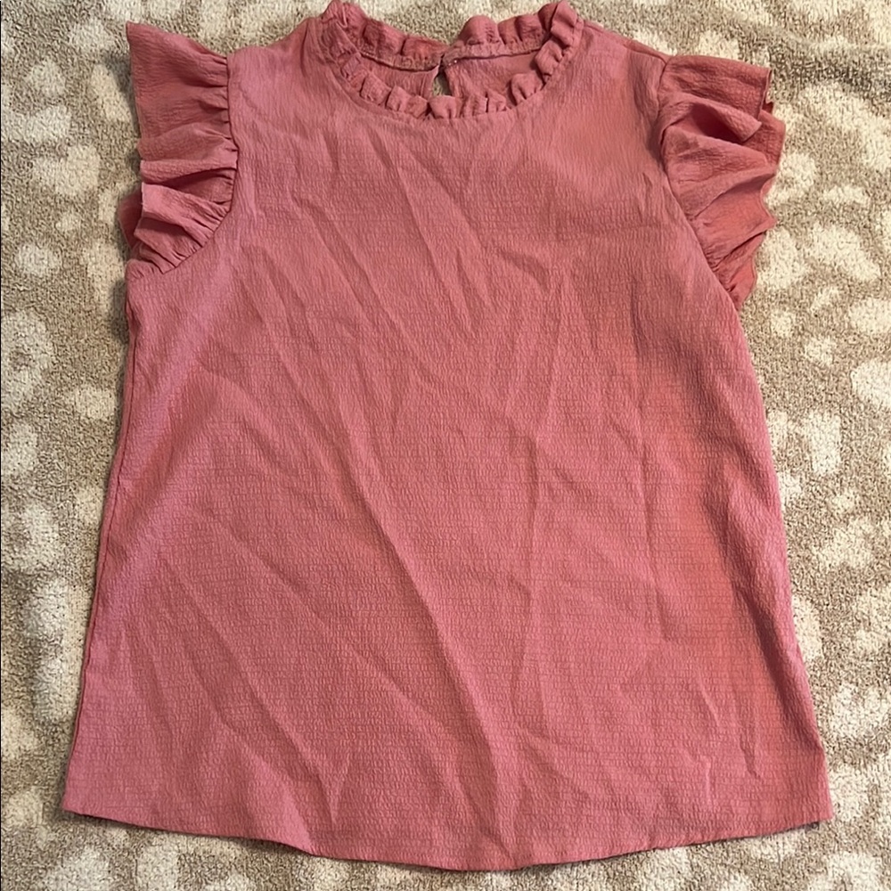 SHEIN Pink Ruffled Blouse Sleeveless Top